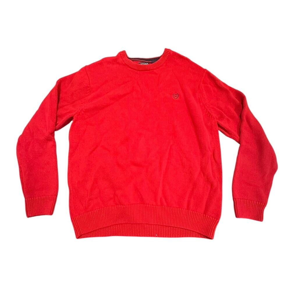 Chaps Men's XL Red Cotton Long Sleeve Embroidered Logo Crewneck Pullover Sweater
